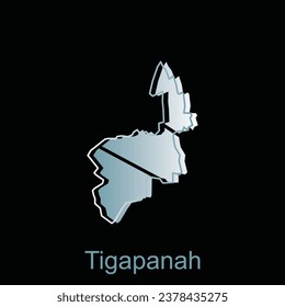 High detailed vector map of Tigapanah City modern outline, Logo Vector Design. Abstract, designs concept, logo, logotype element for template.