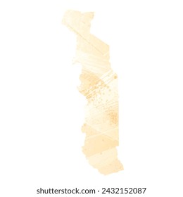 High detailed vector map. Togo. Watercolor style. Yellow color.