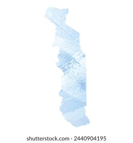 High detailed vector map. Togo. Watercolor style. Pale cornflower. Blue color.