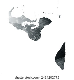 Mapa vectorial detallado alto. Tonga. Estilo acuarela. Gris antracita. Gris oscuro. Color negro.