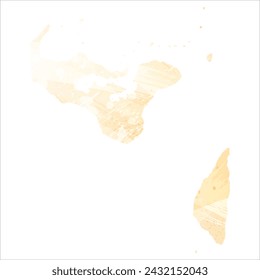 High detailed vector map. Tonga. Watercolor style. Yellow color.