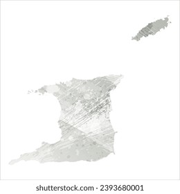 High detailed vector map. Trinidad and Tobago. Watercolor style. Agate gray.
