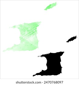 Mapa de Vector detallado. Trinidad y Tobago.