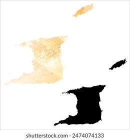 Mapa de Vector detallado. Trinidad y Tobago.