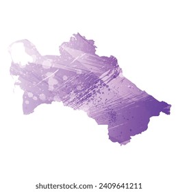 High detailed vector map. Turkmenistan. Watercolor style. Amethyst purple color.