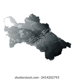 Hohe detaillierte Vektorkarte. Turkmenistan. Aquarell. Anthrazitgrau. Dunkelgrau. Schwarze Farbe.