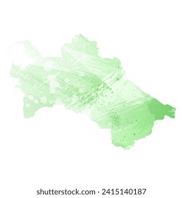 High detailed vector map. Turkmenistan. Watercolor style. Light lettuce color. Pastel green.