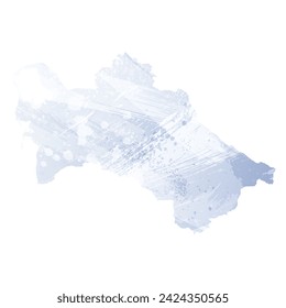 High detailed vector map. Turkmenistan. Watercolor style. Periwinkle color. Pastel lilac color. Delicate purple.
