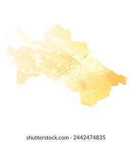 Mapa vectorial detallado. Turkmenistán. Estilo acuarela. Color amarillo pálido.