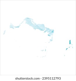 Mapa vectorial detallado alto. Islas Turcas y Caicos. Estilo acuarela. Color azul acuamarino.