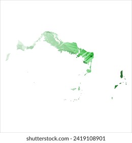 High detailed vector map. Turks and Caicos Islands. Watercolor style. Green color. Salacious emerald color.