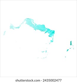 High detailed vector map. Turks and Caicos Islands. Watercolor style. Turquoise color. Bright blue color.