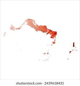 High detailed vector map. Turks and Caicos Islands. Watercolor style. Bismarck-furioso. Red color.
