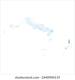 High detailed vector map. Turks and Caicos Islands. Watercolor style. Pale cornflower. Blue color.