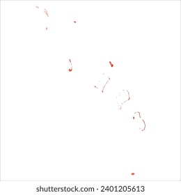 Mapa vectorial detallado alto. Tuvalu. Estilo acuarela. Color rojo brillante escarlata.