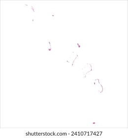 High detailed vector map. Tuvalu. Watercolor style. Amaranth light cherry pink color.