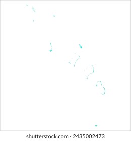 High detailed vector map. Tuvalu. Watercolor style. Turquoise color. Bright blue color.