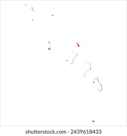 High detailed vector map. Tuvalu. Watercolor style. Bismarck-furioso. Red color.
