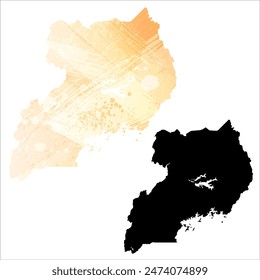 High detailed vector map. Uganda.