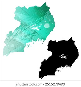 Alto mapa de Vector detallado. Uganda.