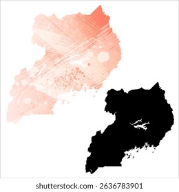High detailed vector map. Uganda.