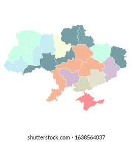 High detailed vector map of Ukraine. Vector colorful illustration.