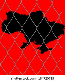 High detailed vector map - Ukraine isolated on red background.