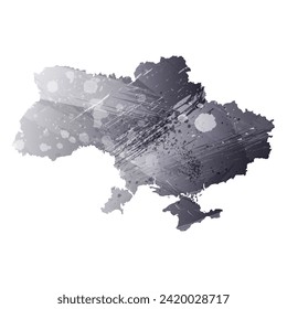 High detailed vector map. Ukraine. Watercolor style. Anthracite gray color. 