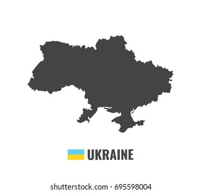 High detailed vector map of Ukraine. Name country, flag and pointer set. Flat vector illustration.