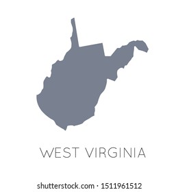 High detailed vector map - United States of America. Map with state boundaries. West Virginia vector map silhouette