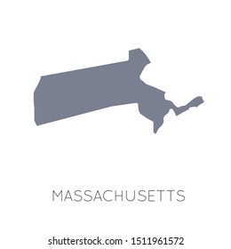 High detailed vector map - United States of America. Map with state boundaries. Massachusetts vector map silhouette