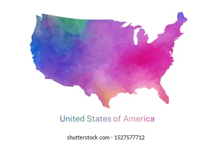 High detailed vector map - United States of America. Watercolor silhouette