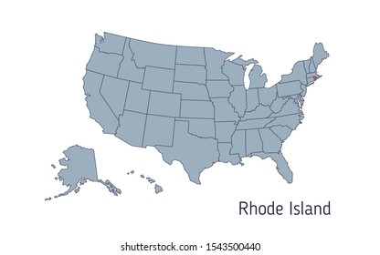 High detailed vector map - United States of America. Map with state boundaries. Rhode Island vector map silhouette