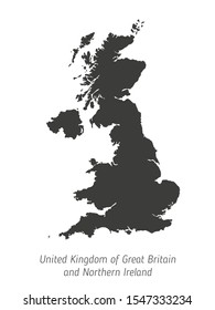 High detailed vector map - United Kingdom of Great Britain and Northern Ireland. Silhouette isolated on white background. Vector illustration