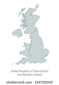 High detailed vector map - United Kingdom of Great Britain and Northern Ireland. Silhouette isolated on white background. Vector illustration