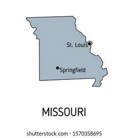 High detailed vector map - United States of America. Map with state boundaries. Missouri vector map silhouette