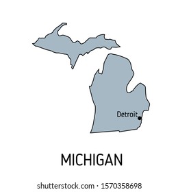 High detailed vector map - United States of America. Map with state boundaries. Michigan vector map silhouette