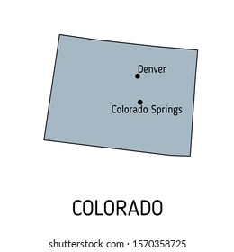 High detailed vector map - United States of America. Map with state boundaries. Colorado vector map silhouette