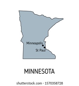 High detailed vector map - United States of America. Map with state boundaries. Minnesota vector map silhouette
