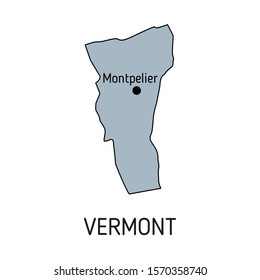 High detailed vector map - United States of America. Map with state boundaries. Vermont vector map silhouette