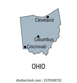 High detailed vector map - United States of America. Map with state boundaries. Ohio vector map silhouette