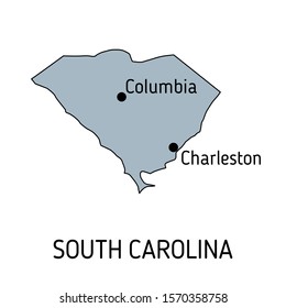 High detailed vector map - United States of America. Map with state boundaries. South Carolina vector map silhouette