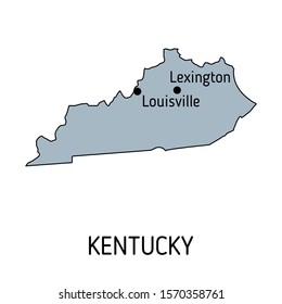 High detailed vector map - United States of America. Map with state boundaries. Kentucky vector map silhouette