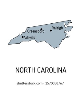 High detailed vector map - United States of America. Map with state boundaries. North Carolina vector map silhouette