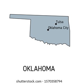 High detailed vector map - United States of America. Map with state boundaries. Oklahoma vector map silhouette