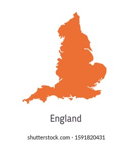 High detailed vector map - United Kingdom of Great Britain and Northern Ireland. Map of England. Silhouette isolated on white background. Vector illustration