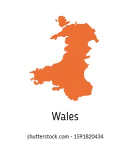 High detailed vector map - United Kingdom of Great Britain and Northern Ireland. Map of Wales. Silhouette isolated on white background. Vector illustration