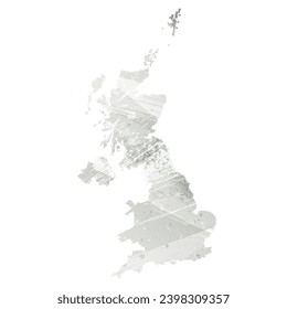 High detailed vector map. United Kingdom. Watercolor style. Gray color.