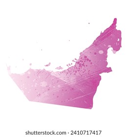 Hohe detaillierte Vektorkarte. Vereinigte Arabische Emirate. Aquarell. Amaranth hellkirschrosa Farbe.