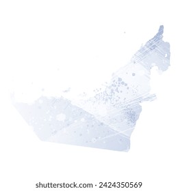 High detailed vector map. United Arab Emirates. Watercolor style. Periwinkle color. Pastel lilac color. Delicate purple.